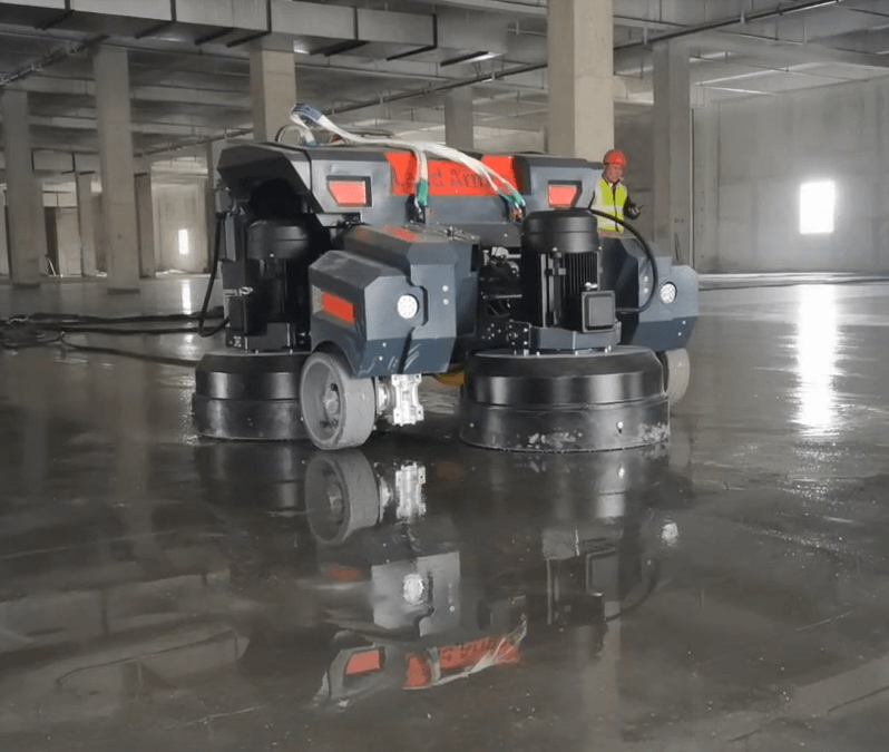 JS Land Armor Remote Concrete Grinder Working